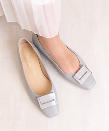 スクエアオーナメント ローヒールパンプス