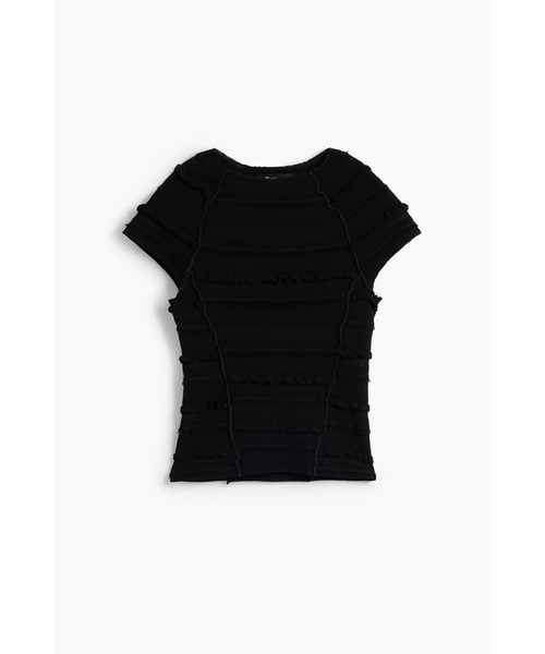 セール】ホリゾンタルリブステッチTシャツ 黒（Tシャツ/カットソー