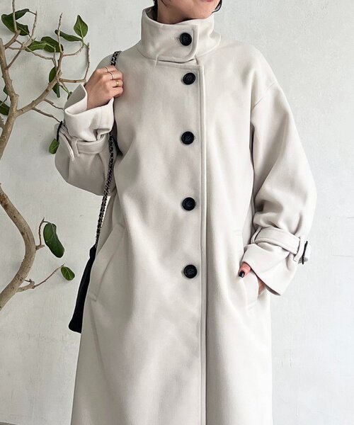 un dix cors（アンディコール）の「スタンドカラーロングコート（その他アウター・レディース・ライトグレー/ブラック/オフホワイト・FREE）」の7枚目の写真