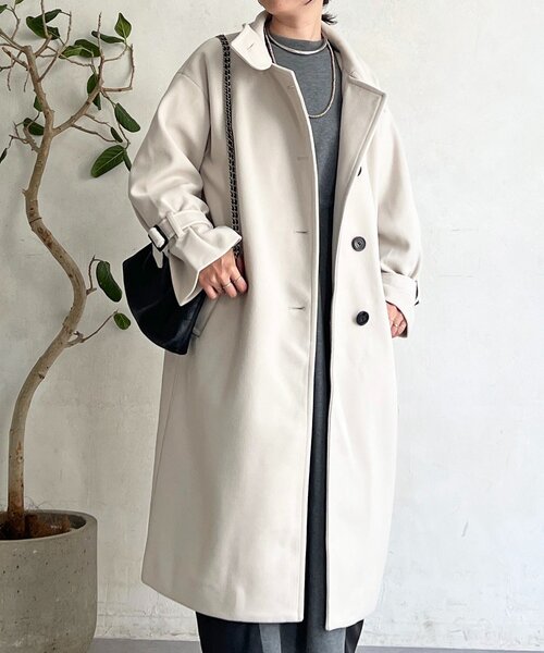 un dix cors（アンディコール）の「スタンドカラーロングコート（その他アウター・レディース・ライトグレー/ブラック/オフホワイト・FREE）」の10枚目の写真