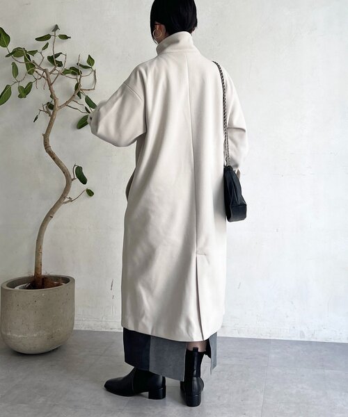 un dix cors（アンディコール）の「スタンドカラーロングコート（その他アウター・レディース・ライトグレー/ブラック/オフホワイト・FREE）」の12枚目の写真
