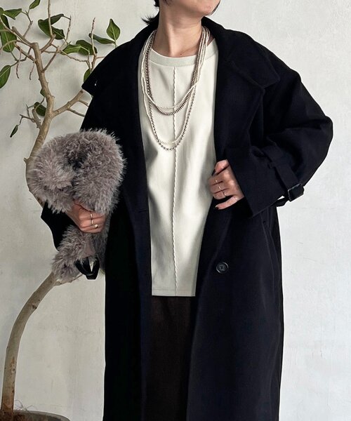 un dix cors（アンディコール）の「スタンドカラーロングコート（その他アウター・レディース・ライトグレー/ブラック/オフホワイト・FREE）」の13枚目の写真