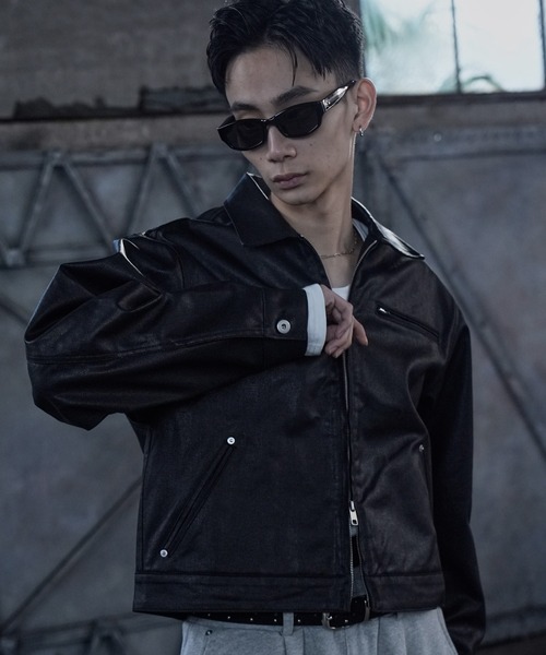 LANDNESS(ランドネス)の「【LANDNESS/ランドネス】COATED DENIM ZIP JACKET/コーティッドデニムジップジャケット(デニムジャケット・メンズ・ブラック・S/M/L)」の1枚目の写真