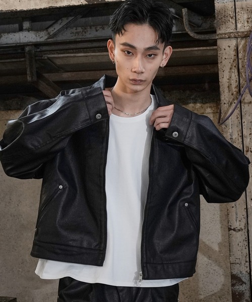 GADIDANONIEM black ジャケット デニム LANDNESS/ランドネス】COATED DENIM ZIP JACKET/コーティッドデニム