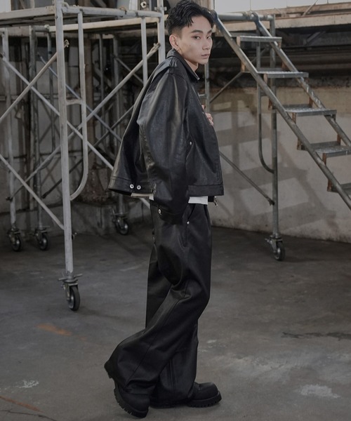 LANDNESS(ランドネス)の「【LANDNESS/ランドネス】COATED DENIM ZIP JACKET/コーティッドデニムジップジャケット(デニムジャケット・メンズ・ブラック・S/M/L)」の5枚目の写真