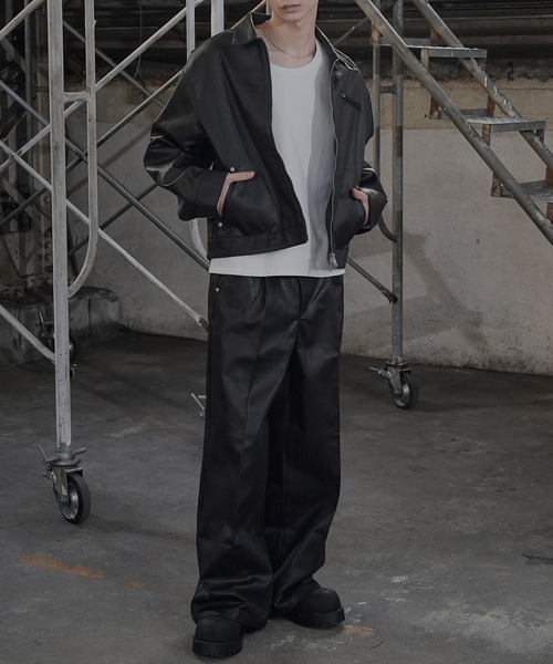 LANDNESS(ランドネス)の「【LANDNESS/ランドネス】COATED DENIM ZIP JACKET/コーティッドデニムジップジャケット(デニムジャケット・メンズ・ブラック・S/M/L)」の6枚目の写真