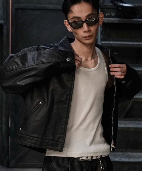 LANDNESS(ランドネス)の「【LANDNESS/ランドネス】COATED DENIM ZIP JACKET/コーティッドデニムジップジャケット(デニムジャケット・メンズ・ブラック・S/M/L)」の12枚目の写真