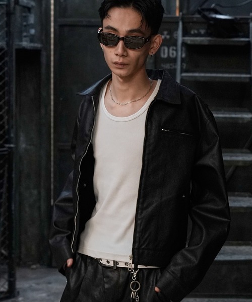 LANDNESS(ランドネス)の「【LANDNESS/ランドネス】COATED DENIM ZIP JACKET/コーティッドデニムジップジャケット(デニムジャケット・メンズ・ブラック・S/M/L)」の13枚目の写真