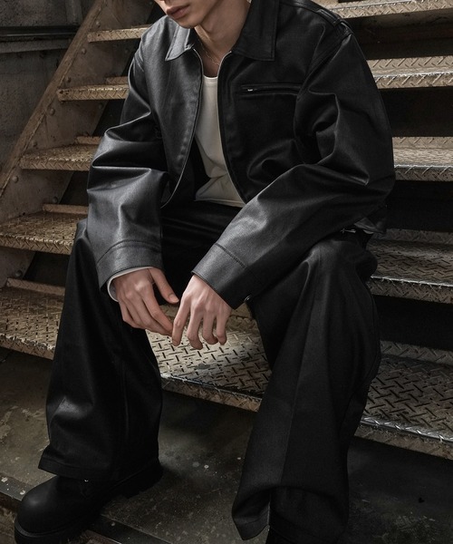 LANDNESS(ランドネス)の「【LANDNESS/ランドネス】COATED DENIM ZIP JACKET/コーティッドデニムジップジャケット(デニムジャケット・メンズ・ブラック・S/M/L)」の10枚目の写真