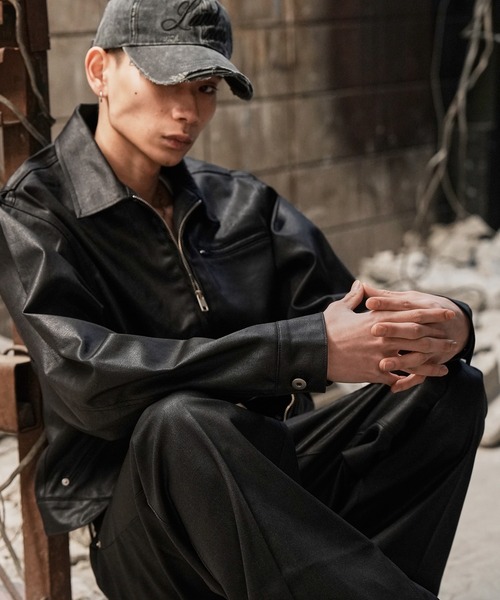 LANDNESS(ランドネス)の「【LANDNESS/ランドネス】COATED DENIM ZIP JACKET/コーティッドデニムジップジャケット(デニムジャケット・メンズ・ブラック・S/M/L)」の11枚目の写真