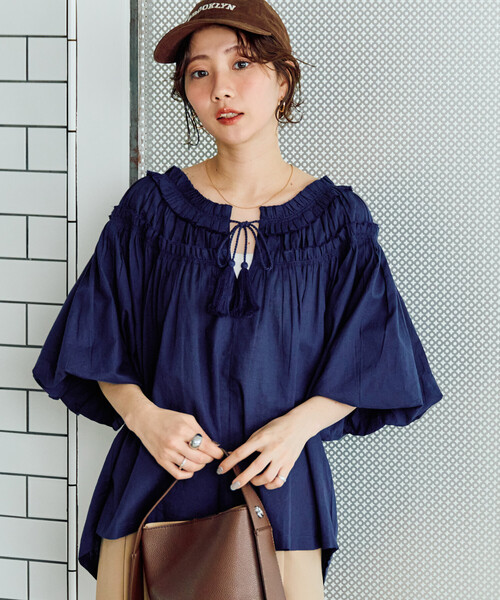 セール】限定展開 インド フリル スキッパー ブラウス（シャツ