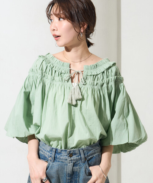 限定展開 インド フリル スキッパー ブラウス（シャツ/ブラウス