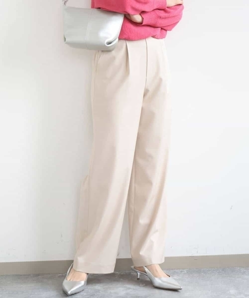 MK MICHEL KLEIN（エムケーミッシェルクラン）の「[SANAGARAシリーズ]デニムライク ワイドパンツ/接触冷感/UVカット/洗える（デニムパンツ・レディース・ネイビー/ベージュ・38）」の3枚目の写真