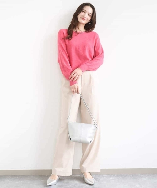 MK MICHEL KLEIN（エムケーミッシェルクラン）の「[SANAGARAシリーズ]デニムライク ワイドパンツ/接触冷感/UVカット/洗える（デニムパンツ・レディース・ネイビー/ベージュ・38）」の8枚目の写真