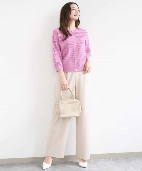 MK MICHEL KLEIN（エムケーミッシェルクラン）の「[SANAGARAシリーズ]デニムライク ワイドパンツ/接触冷感/UVカット/洗える（デニムパンツ・レディース・ネイビー/ベージュ・38）」の10枚目の写真