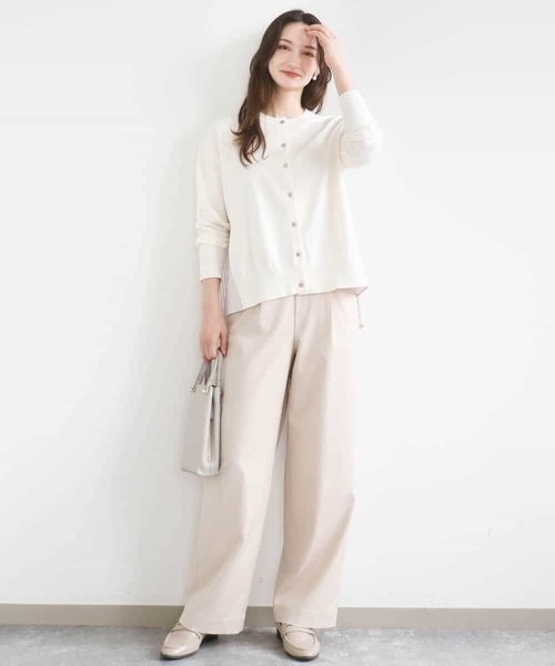 MK MICHEL KLEIN（エムケーミッシェルクラン）の「[SANAGARAシリーズ]デニムライク ワイドパンツ/接触冷感/UVカット/洗える（デニムパンツ・レディース・ネイビー/ベージュ・38）」の12枚目の写真