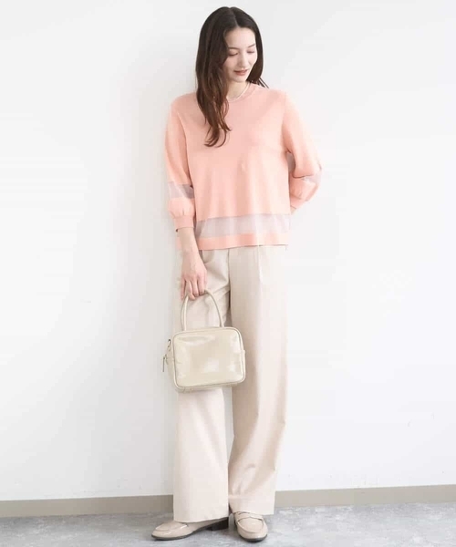 MK MICHEL KLEIN（エムケーミッシェルクラン）の「[SANAGARAシリーズ]デニムライク ワイドパンツ/接触冷感/UVカット/洗える（デニムパンツ・レディース・ネイビー/ベージュ・38）」の15枚目の写真