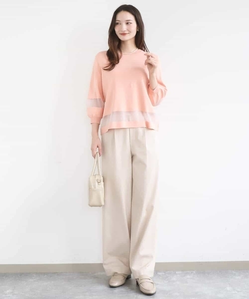 MK MICHEL KLEIN（エムケーミッシェルクラン）の「[SANAGARAシリーズ]デニムライク ワイドパンツ/接触冷感/UVカット/洗える（デニムパンツ・レディース・ネイビー/ベージュ・38）」の17枚目の写真