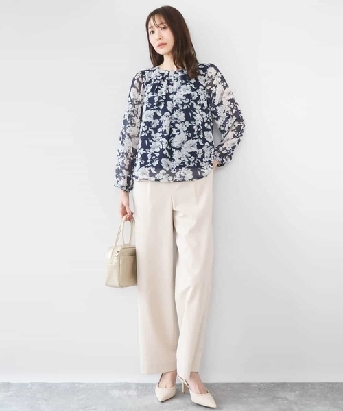 MK MICHEL KLEIN（エムケーミッシェルクラン）の「[SANAGARAシリーズ]デニムライク ワイドパンツ/接触冷感/UVカット/洗える（デニムパンツ・レディース・ネイビー/ベージュ・38）」の21枚目の写真