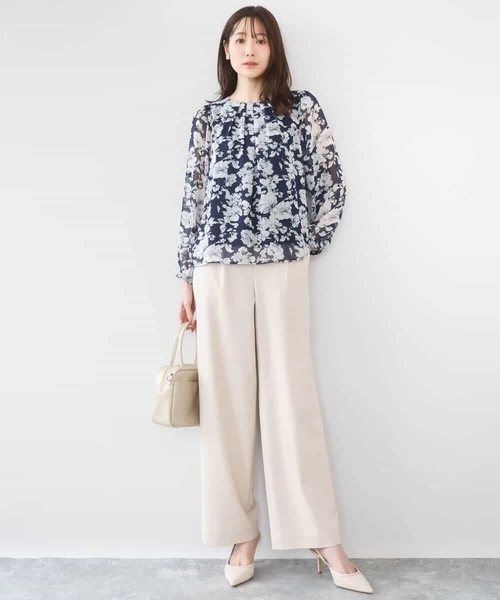 MK MICHEL KLEIN（エムケーミッシェルクラン）の「[SANAGARAシリーズ]デニムライク ワイドパンツ/接触冷感/UVカット/洗える（デニムパンツ・レディース・ネイビー/ベージュ・38）」の22枚目の写真