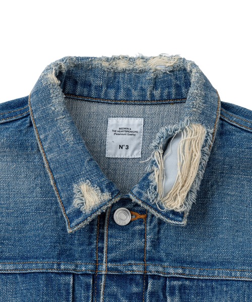 BEDWIN & THE HEARTBREAKERS（ベドウィン アンド ザ ハートブレイカーズ）の「DAMAGED DENIM JACKET "CASSIDY"（デニムジャケット・メンズ・インディゴブルー・X-LARGE/LARGE/MEDIUM）」の4枚目の写真
