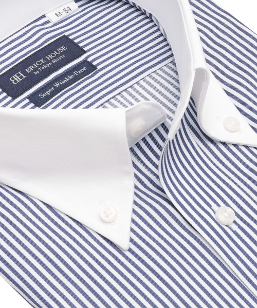TOKYO SHIRTS(トウキョウシャツ)の「【超形態安定】 形態安定ノンアイロン ボタンダウン 長袖ビジネスワイシャツ(ビジネスシャツ・メンズ・ブルー・首回り37cm-裄丈80cm/首回り37cm-裄丈84cm/首回り39cm-裄丈80cm/首回り39cm-裄丈84cm/首回り41cm-裄丈82cm/首回り41cm-裄丈86cm/首回り42cm-裄丈82cm/首回り42cm-裄丈86cm/首回り43cm-裄丈82cm/首回り43cm-裄丈86cm)」の2枚目の写真