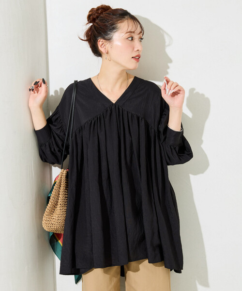 FREAK'S STORE(フリークスストア)の「限定展開 前後 2way チュニック ブラウス(シャツ/ブラウス・レディース・ナチュラル/ブルー/ブラック/ベージュ・フリ-)」の5枚目の写真