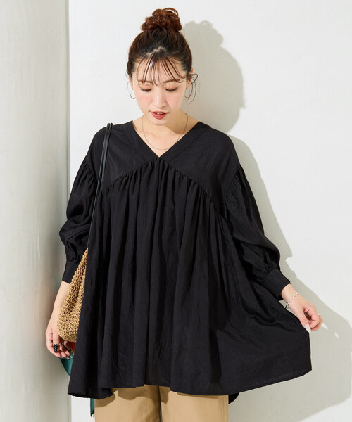 FREAK'S STORE(フリークスストア)の「限定展開 前後 2way チュニック ブラウス(シャツ/ブラウス・レディース・ナチュラル/ブルー/ブラック/ベージュ・フリ-)」の6枚目の写真