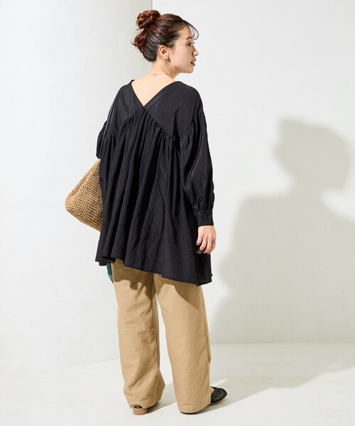 FREAK'S STORE(フリークスストア)の「限定展開 前後 2way チュニック ブラウス(シャツ/ブラウス・レディース・ナチュラル/ブルー/ブラック/ベージュ・フリ-)」の7枚目の写真