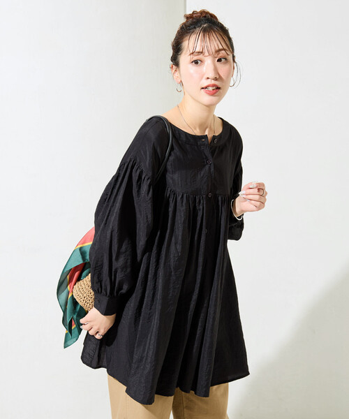 FREAK'S STORE(フリークスストア)の「限定展開 前後 2way チュニック ブラウス(シャツ/ブラウス・レディース・ナチュラル/ブルー/ブラック/ベージュ・フリ-)」の9枚目の写真
