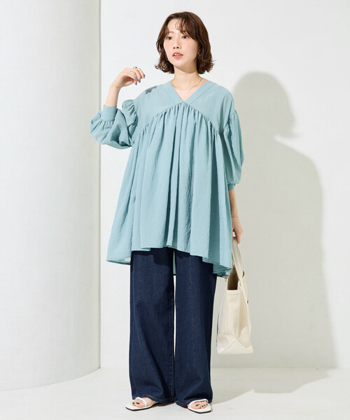 FREAK'S STORE(フリークスストア)の「限定展開 前後 2way チュニック ブラウス(シャツ/ブラウス・レディース・ナチュラル/ブルー/ブラック/ベージュ・フリ-)」の21枚目の写真