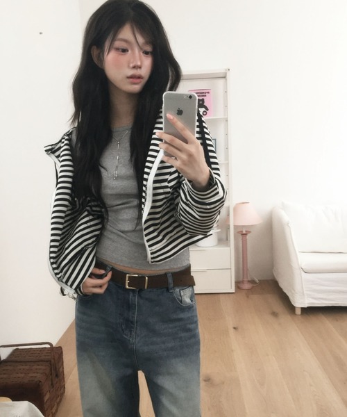 modimood（モディムード）の「[MADE] MOMU BASIC デイリー華奢見えネック7分袖Tシャツ（Tシャツ/カットソー・レディース・アイボリー/ネイビー/グレー・FREE/2/1）」の17枚目の写真