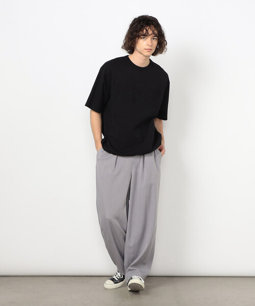 Purple&Yellow（パープルアンドイエロー）の「エンボスロゴ 半袖Tシャツ（Tシャツ/カットソー・メンズ・ホワイト/ブラック/サックスブルー・SMALL/MEDIUM/LARGE）」の10枚目の写真