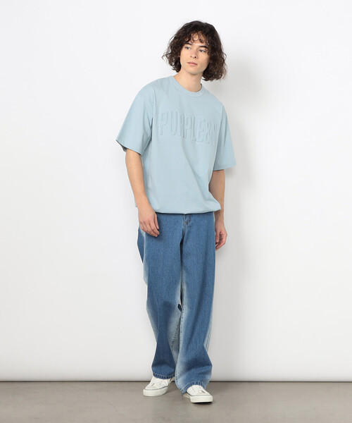 Purple&Yellow（パープルアンドイエロー）の「エンボスロゴ 半袖Tシャツ（Tシャツ/カットソー・メンズ・ホワイト/ブラック/サックスブルー・SMALL/MEDIUM/LARGE）」の13枚目の写真