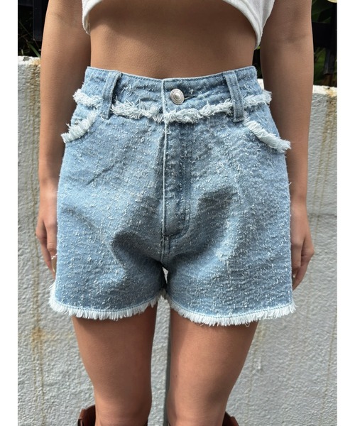 EGOIST（エゴイスト）の「ツイードデニムSPT（デニムパンツ・レディース・サックスブルー/ネイビー・M/S）」の2枚目の写真