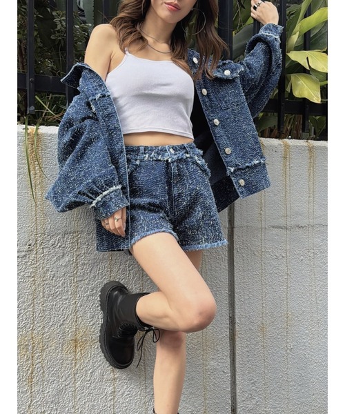 EGOIST（エゴイスト）の「ツイードデニムSPT（デニムパンツ・レディース・サックスブルー/ネイビー・M/S）」の7枚目の写真