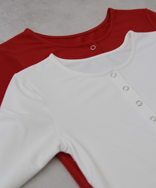 bohmal（ボマール）の「【接触冷感】【UVカット】【抗菌防臭】バンブークルーネックカーディガン（カーディガン/ボレロ・レディース・レッド/ホワイト・FREE）」の18枚目の写真