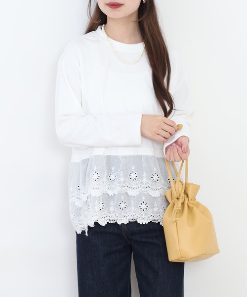 RME.(アールエムイー)の「裾レースプルオーバー 長袖Tシャツ(Tシャツ/カットソー・レディース・グレー/ホワイト・L/M)」の14枚目の写真