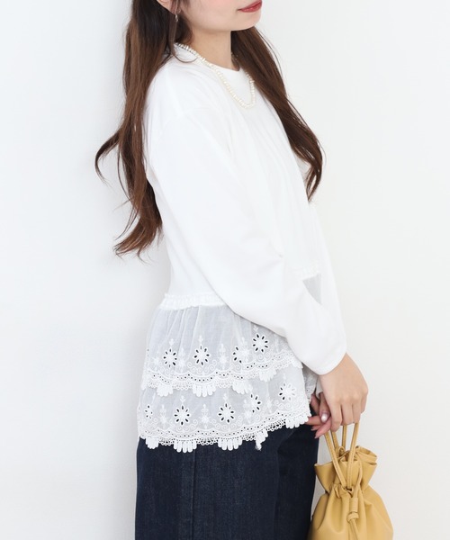 RME.(アールエムイー)の「裾レースプルオーバー 長袖Tシャツ(Tシャツ/カットソー・レディース・グレー/ホワイト・L/M)」の18枚目の写真
