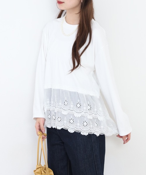 RME.(アールエムイー)の「裾レースプルオーバー 長袖Tシャツ(Tシャツ/カットソー・レディース・グレー/ホワイト・L/M)」の16枚目の写真