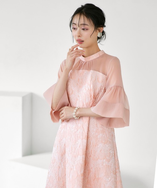 オケージョン 結婚式ドレス ｜ フェミニン シアー ジャカード ドレス