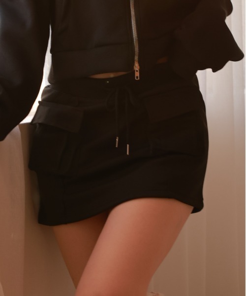 M DOLLY(エムドリー)の「double pocket vera mini skirt/ダブルポケットヴェラミニスカート(スカート・レディース・グレー/ブラック・S/M)」の2枚目の写真