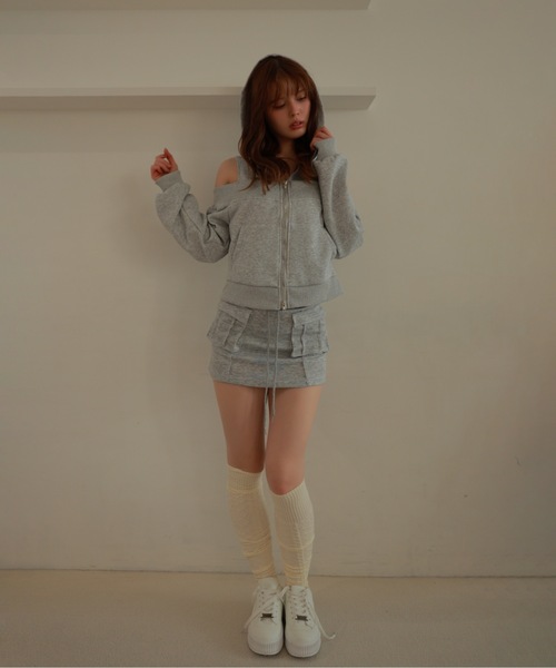 M DOLLY(エムドリー)の「double pocket vera mini skirt/ダブルポケットヴェラミニスカート(スカート・レディース・グレー/ブラック・S/M)」の14枚目の写真