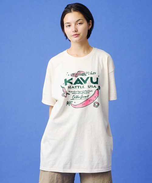 KAVU(カブー)の「KAVU/カブー Chili Pepper Tee/チリペッパー Tシャツ(Tシャツ/カットソー・メンズ・ナチュラル/ホワイト・MEDIUM/LARGE)」の1枚目の写真