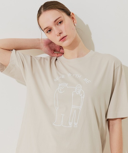 coca（coca）（コカ）の「ユニセックス ベアプリントTシャツ（Tシャツ/カットソー・メンズ・ライトベージュ/ブラック/ホワイト/ダークブルー・XL/M/L）」の3枚目の写真