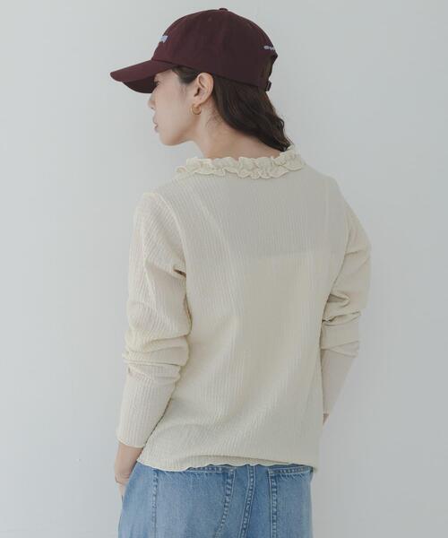 URBAN RESEARCH Sonny Label（アーバンリサーチサニーレーベル）の「『WEB限定』ワッフルフリルVネックカーディガン（カーディガン/ボレロ・レディース・オフホワイト/ブラック・FREE）」の16枚目の写真