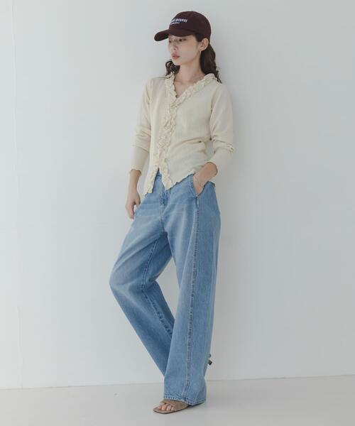 URBAN RESEARCH Sonny Label（アーバンリサーチサニーレーベル）の「『WEB限定』ワッフルフリルVネックカーディガン（カーディガン/ボレロ・レディース・オフホワイト/ブラック・FREE）」の19枚目の写真