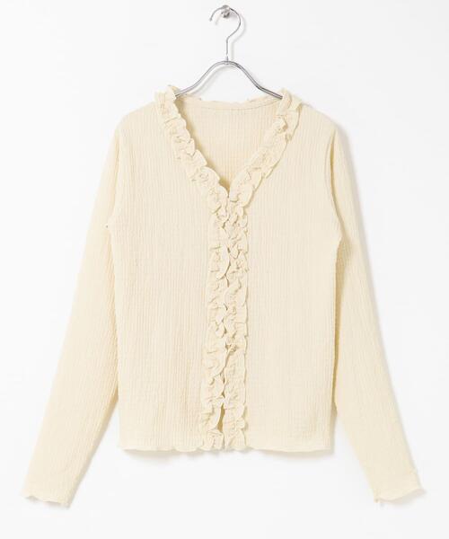 URBAN RESEARCH Sonny Label（アーバンリサーチサニーレーベル）の「『WEB限定』ワッフルフリルVネックカーディガン（カーディガン/ボレロ・レディース・オフホワイト/ブラック・FREE）」の20枚目の写真