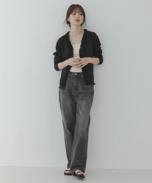 URBAN RESEARCH Sonny Label（アーバンリサーチサニーレーベル）の「『WEB限定』ワッフルフリルVネックカーディガン（カーディガン/ボレロ・レディース・オフホワイト/ブラック・FREE）」の8枚目の写真