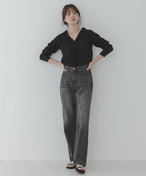 URBAN RESEARCH Sonny Label（アーバンリサーチサニーレーベル）の「『WEB限定』ワッフルフリルVネックカーディガン（カーディガン/ボレロ・レディース・オフホワイト/ブラック・FREE）」の10枚目の写真